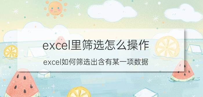 excel里筛选怎么操作 excel如何筛选出含有某一项数据？